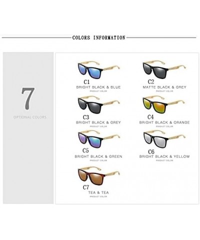 Colorful Wood Sunglasses Men Women Square Bamboo Women For Women Men Mirror Sun Glasses Handmade 1-kp1502-c3 $13.46 Rectangular