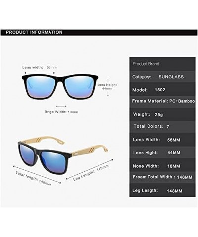 Colorful Wood Sunglasses Men Women Square Bamboo Women For Women Men Mirror Sun Glasses Handmade 1-kp1502-c3 $13.46 Rectangular