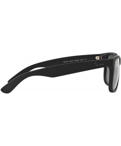 RB4165 Justin Rectangular Sunglasses Rubber Black/Grey Mirrored Silver $52.84 Rectangular