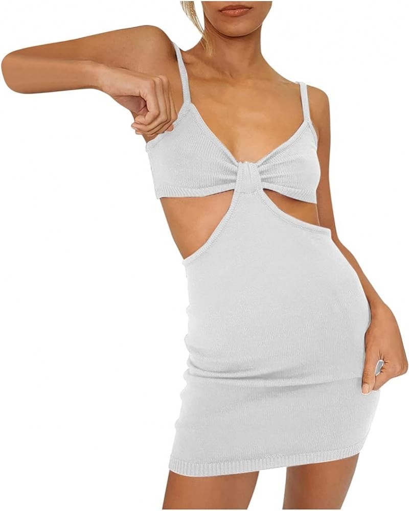 Women's Sexy Dress Navel Short Sleeve Bandage Mini Shirt Party Club Dress Irregular Ruffle Casual Dress White-1 $9.14 Designer