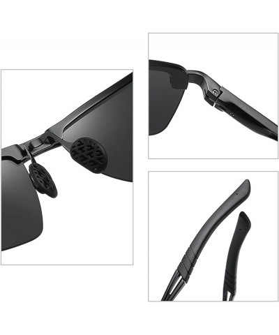 Men's Square Sunglasses Aluminum Magnesium Leg Half Frame Polarized Sun Glasses Outdoor Driving Fishing Glasses Black $9.50 S...