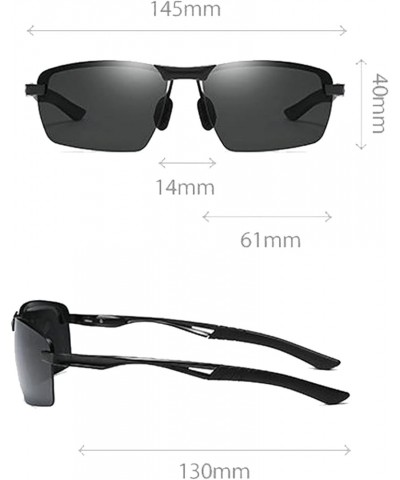 Men's Square Sunglasses Aluminum Magnesium Leg Half Frame Polarized Sun Glasses Outdoor Driving Fishing Glasses Black $9.50 S...