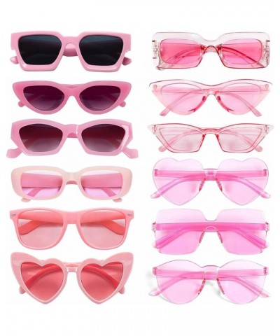 12 Mixed Pink Style Sunglasses Retro Party Favors Bulk Classic Eyewear Costume Glasses for Women Mixed Pink Color $11.48 Rect...