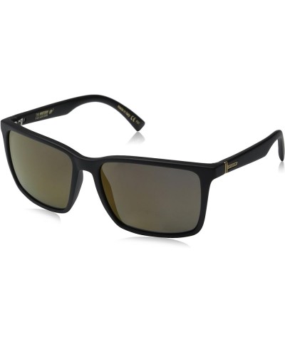 Lesmore Polar Polarized Rectangular Sunglasses Black Satin Gold Polar Gold Glow Polarization $61.50 Rectangular