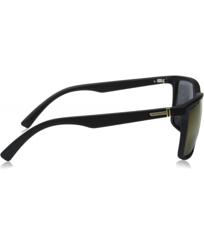 Lesmore Polar Polarized Rectangular Sunglasses Black Satin Gold Polar Gold Glow Polarization $61.50 Rectangular