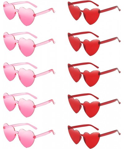 Heart Sunglasses for Women Candy Color Sunglasses Eyewear Bachelorette Sunglasses Party Favors 10 Pink Red $8.24 Rimless