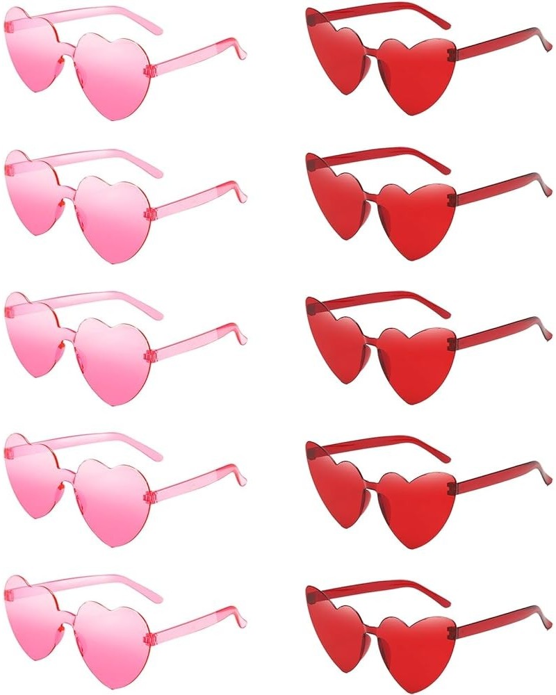 Heart Sunglasses for Women Candy Color Sunglasses Eyewear Bachelorette Sunglasses Party Favors 10 Pink Red $8.24 Rimless