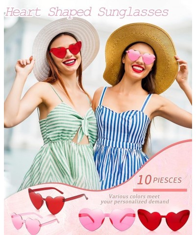 Heart Sunglasses for Women Candy Color Sunglasses Eyewear Bachelorette Sunglasses Party Favors 10 Pink Red $8.24 Rimless