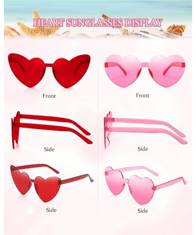 Heart Sunglasses for Women Candy Color Sunglasses Eyewear Bachelorette Sunglasses Party Favors 10 Pink Red $8.24 Rimless