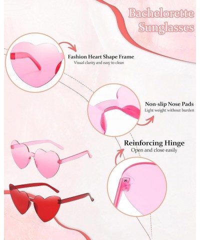 Heart Sunglasses for Women Candy Color Sunglasses Eyewear Bachelorette Sunglasses Party Favors 10 Pink Red $8.24 Rimless