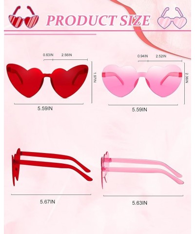 Heart Sunglasses for Women Candy Color Sunglasses Eyewear Bachelorette Sunglasses Party Favors 10 Pink Red $8.24 Rimless