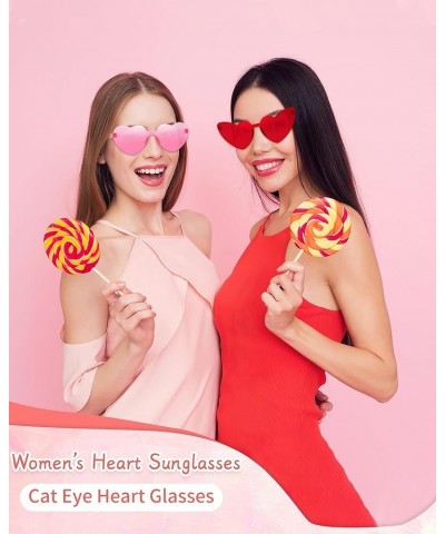 Heart Sunglasses for Women Candy Color Sunglasses Eyewear Bachelorette Sunglasses Party Favors 10 Pink Red $8.24 Rimless