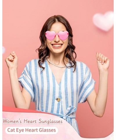 Heart Sunglasses for Women Candy Color Sunglasses Eyewear Bachelorette Sunglasses Party Favors 10 Pink Red $8.24 Rimless