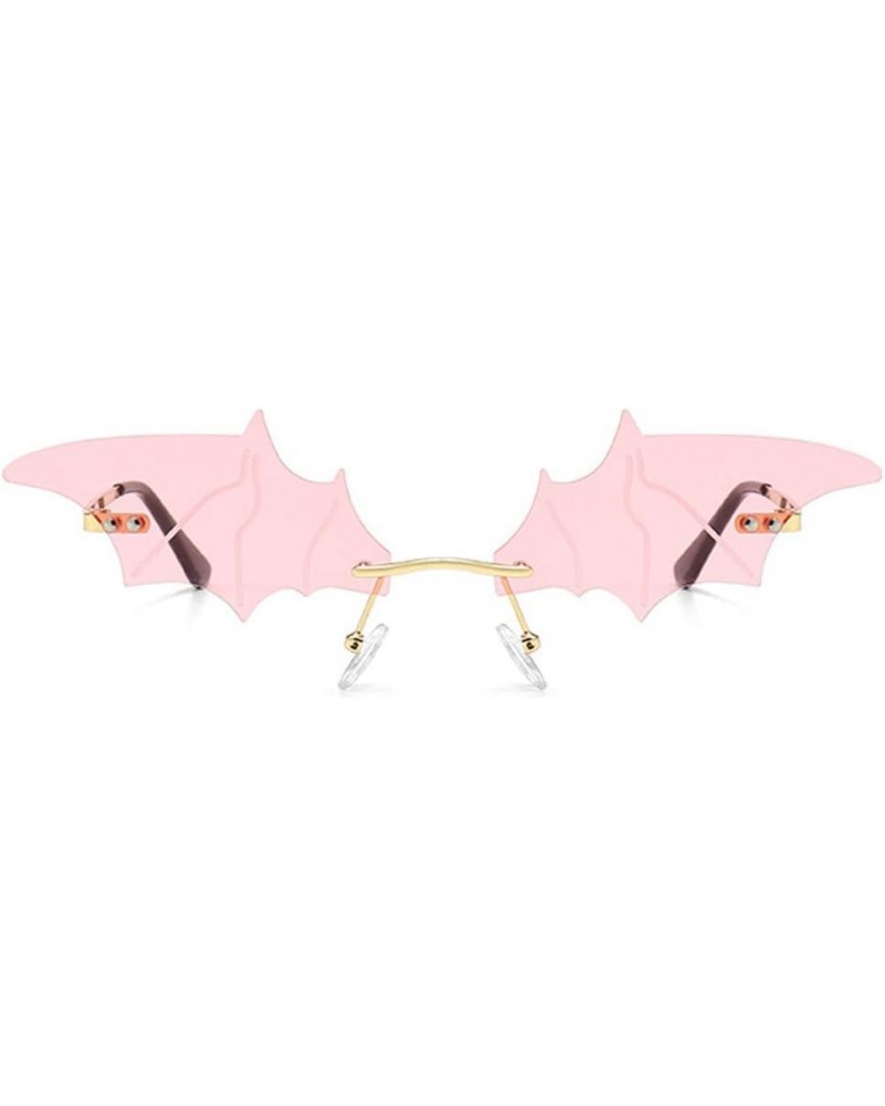 Vintage Bat Sunglasses Futuristic Novelty Cosplay Party Eyewear Pink $13.45 Rimless