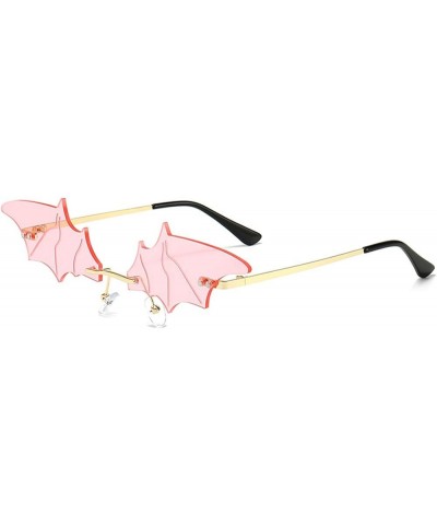 Vintage Bat Sunglasses Futuristic Novelty Cosplay Party Eyewear Pink $13.45 Rimless