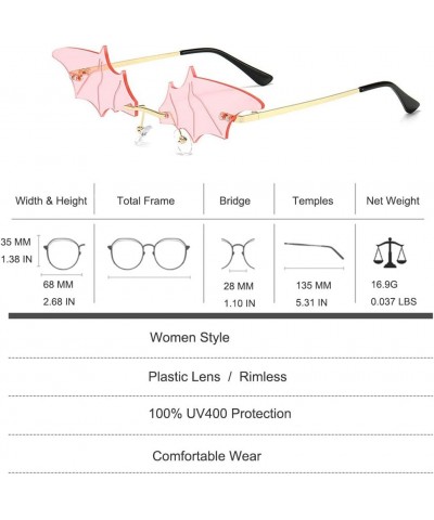 Vintage Bat Sunglasses Futuristic Novelty Cosplay Party Eyewear Pink $13.45 Rimless