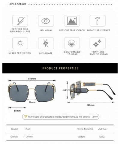 Square Metal Fashion Outdoor Vacation Sunglasses for Men and Women (Color : 3, Size : 1) 1 4 $13.25 Designer