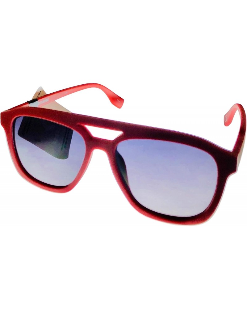 Mens Matte Red Plastic Rectangle Top Brow Aviator Sunglass, Gradient Lens H108 $19.65 Aviator