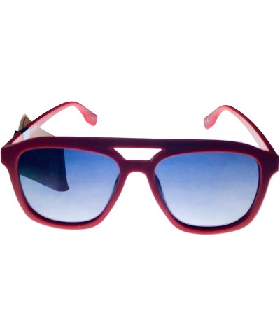 Mens Matte Red Plastic Rectangle Top Brow Aviator Sunglass, Gradient Lens H108 $19.65 Aviator