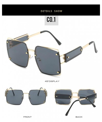 Square Metal Fashion Outdoor Vacation Sunglasses for Men and Women (Color : 3, Size : 1) 1 4 $13.25 Designer