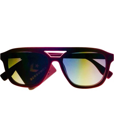 Mens Matte Red Plastic Rectangle Top Brow Aviator Sunglass, Gradient Lens H108 $19.65 Aviator