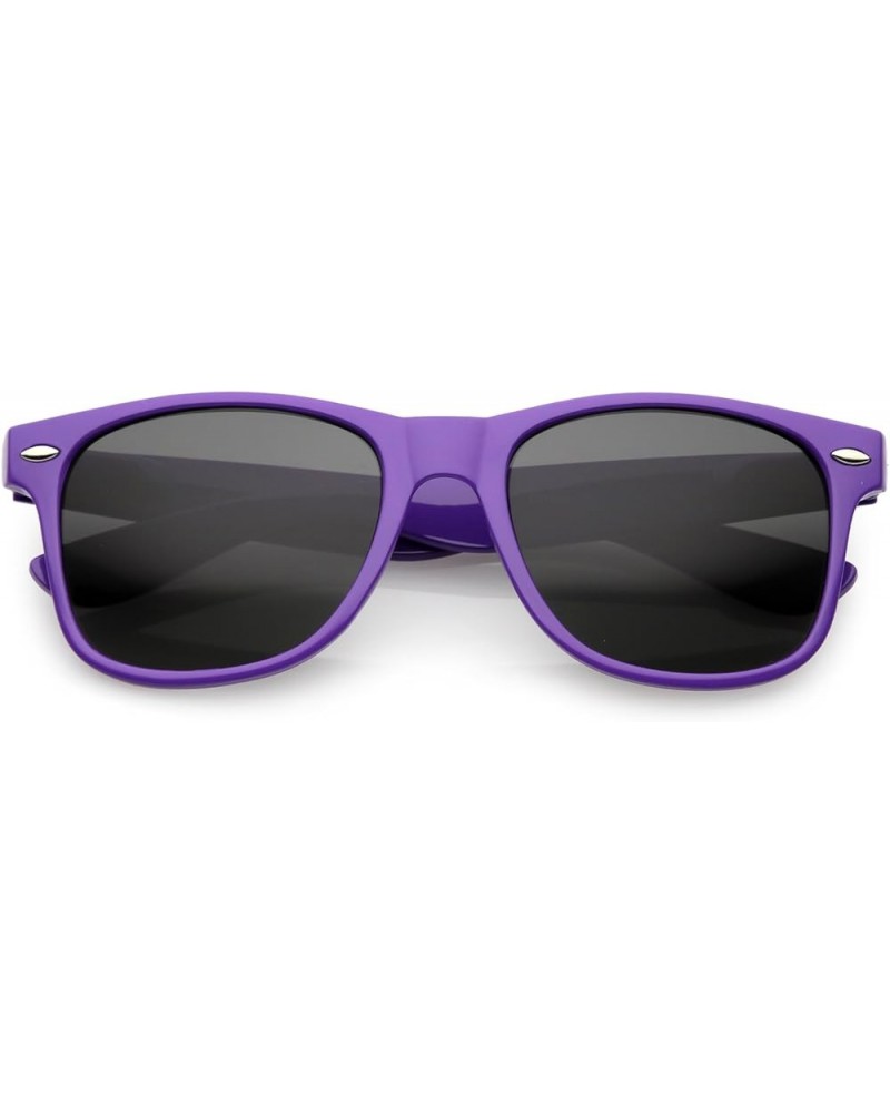 Modern Wide Arms Neutral Colored Square Lens Horn Rimmed Sunglasses 52mm Purple / Smoke $9.43 Wayfarer