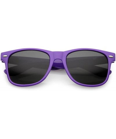 Modern Wide Arms Neutral Colored Square Lens Horn Rimmed Sunglasses 52mm Purple / Smoke $9.43 Wayfarer