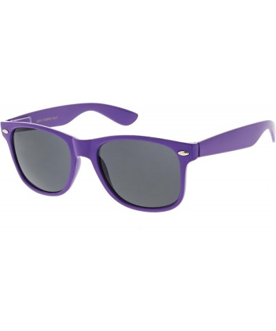 Modern Wide Arms Neutral Colored Square Lens Horn Rimmed Sunglasses 52mm Purple / Smoke $9.43 Wayfarer