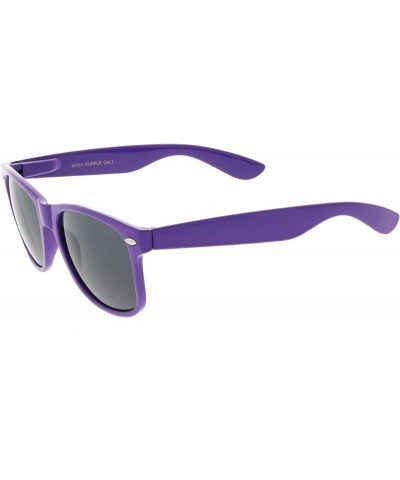 Modern Wide Arms Neutral Colored Square Lens Horn Rimmed Sunglasses 52mm Purple / Smoke $9.43 Wayfarer