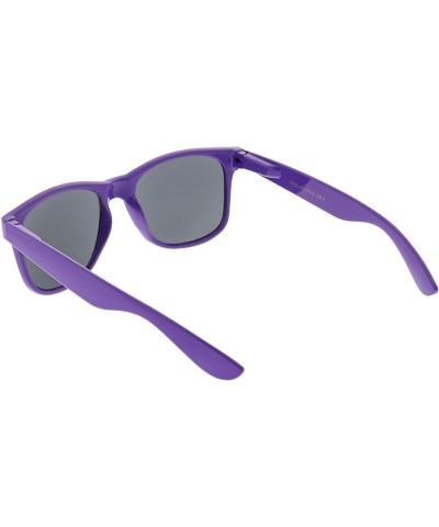 Modern Wide Arms Neutral Colored Square Lens Horn Rimmed Sunglasses 52mm Purple / Smoke $9.43 Wayfarer