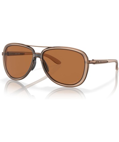 Women's Oo4129 Split Time Aviator Sunglasses Matte Sepia/Prizm Bronze Polarized $76.13 Aviator