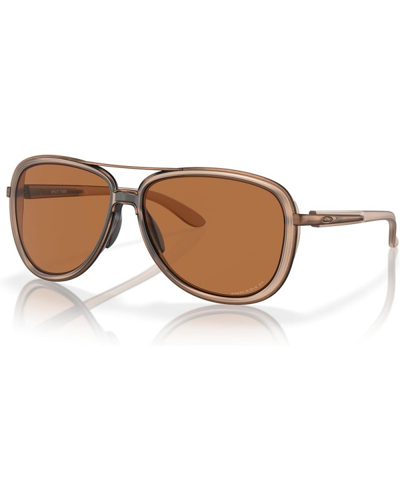 Women's Oo4129 Split Time Aviator Sunglasses Matte Sepia/Prizm Bronze Polarized $76.13 Aviator