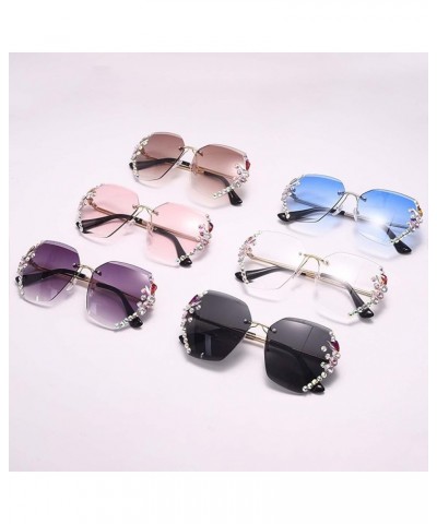 Women's Diamond Sunglasses Rimless Metal Sunglasses Street Shooting Party Decoration Holiday Glasses (Color : F, Size : Mediu...