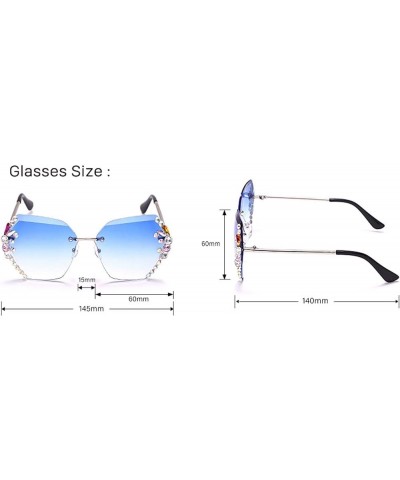 Women's Diamond Sunglasses Rimless Metal Sunglasses Street Shooting Party Decoration Holiday Glasses (Color : F, Size : Mediu...