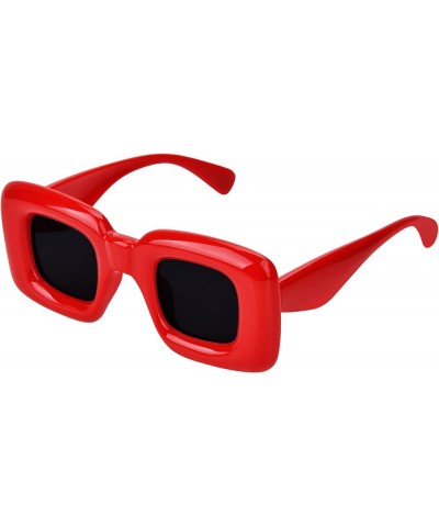 Sunglasses Womens Trendy Retro Oversized Rectangle Sun Glasses Classic Sparkling Diamond Hinges S010-red Black $6.00 Square