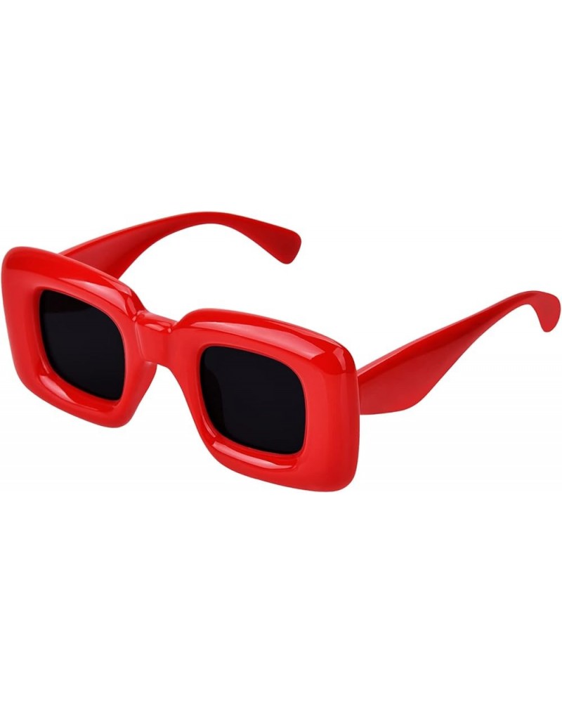 Sunglasses Womens Trendy Retro Oversized Rectangle Sun Glasses Classic Sparkling Diamond Hinges S010-red Black $6.00 Square