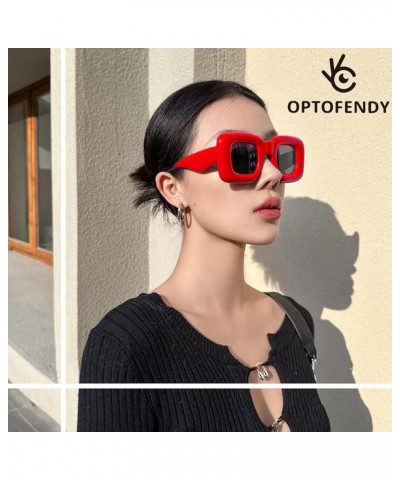 Sunglasses Womens Trendy Retro Oversized Rectangle Sun Glasses Classic Sparkling Diamond Hinges S010-red Black $6.00 Square