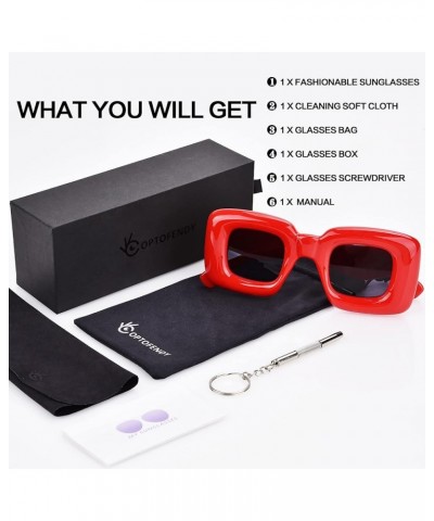 Sunglasses Womens Trendy Retro Oversized Rectangle Sun Glasses Classic Sparkling Diamond Hinges S010-red Black $6.00 Square