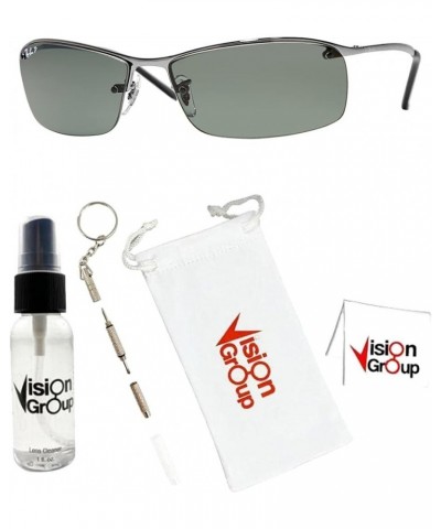 RB3183 Sunglasses + Vision Group Accessories Bundle Gunmetal/Green Polarized (004/9a) $70.93 Rectangular