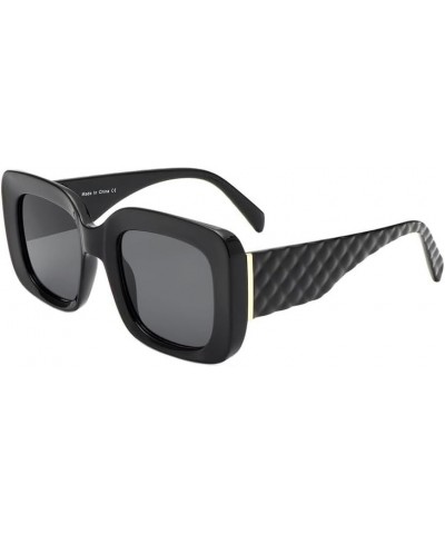 Women's Sunglasses Oversized Square Frame Textured Diamond Pattern UV400 Black (Black) $11.37 Oversized