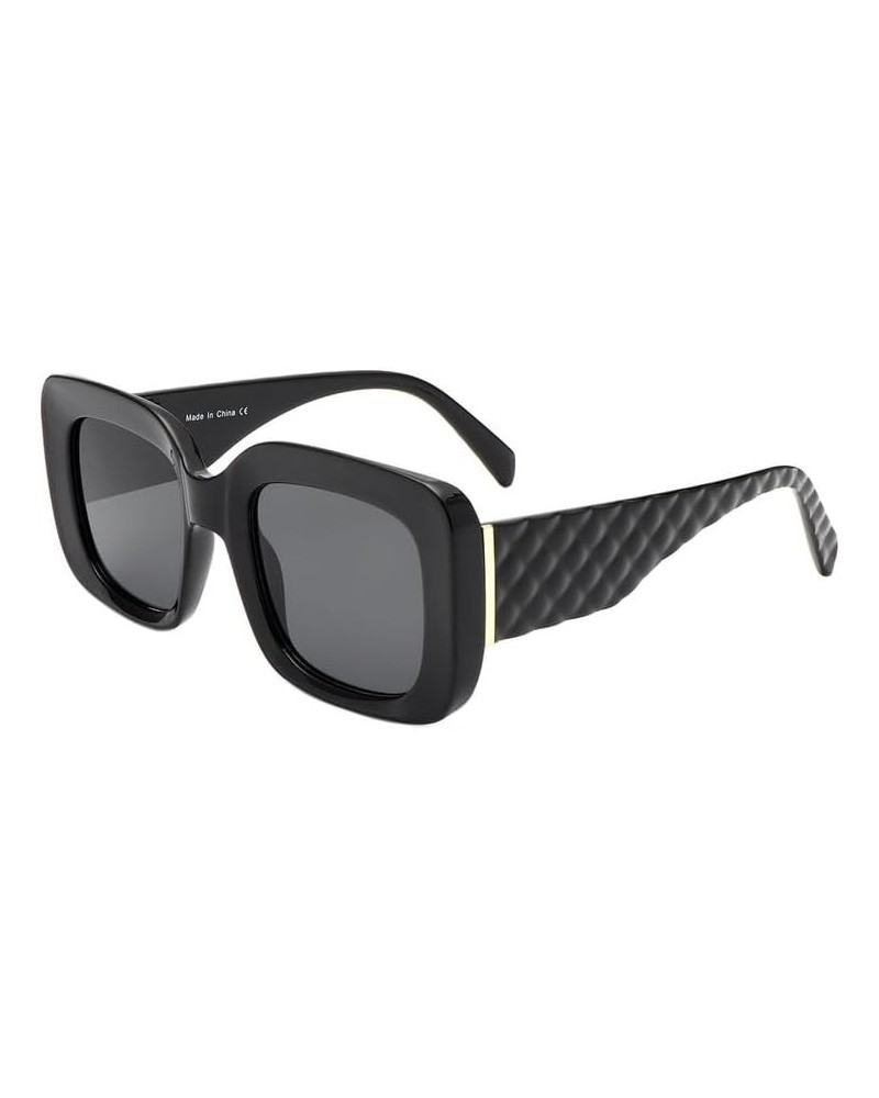 Women's Sunglasses Oversized Square Frame Textured Diamond Pattern UV400 Black (Black) $11.37 Oversized