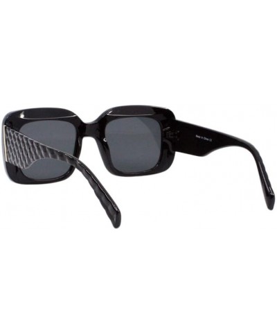 Women's Sunglasses Oversized Square Frame Textured Diamond Pattern UV400 Black (Black) $11.37 Oversized