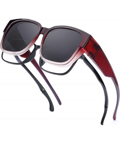 Classic Lightweight TR90 Fit Over Sunglasses Polarized UV Protection Anti Glare IF821 Gradient Red $13.33 Square