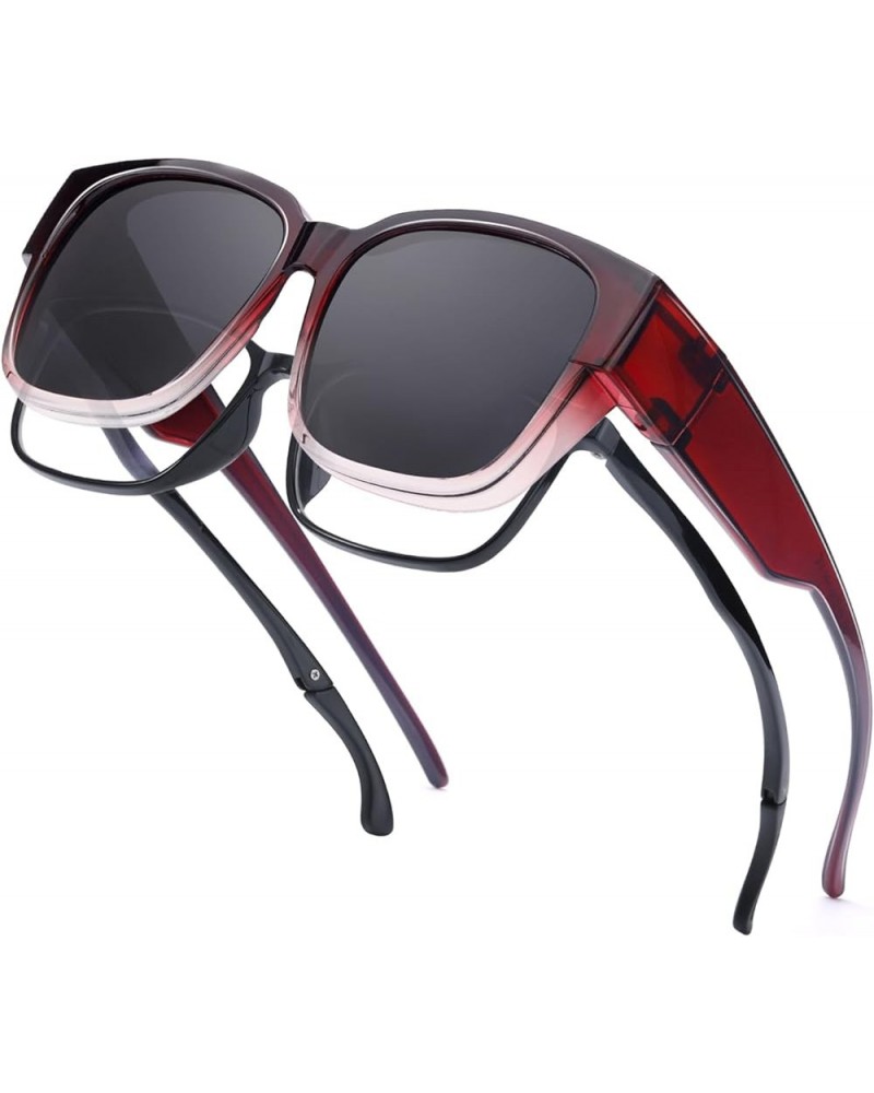 Classic Lightweight TR90 Fit Over Sunglasses Polarized UV Protection Anti Glare IF821 Gradient Red $13.33 Square