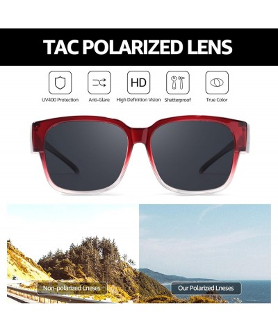 Classic Lightweight TR90 Fit Over Sunglasses Polarized UV Protection Anti Glare IF821 Gradient Red $13.33 Square