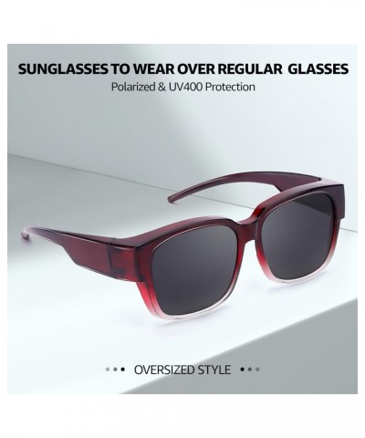 Classic Lightweight TR90 Fit Over Sunglasses Polarized UV Protection Anti Glare IF821 Gradient Red $13.33 Square