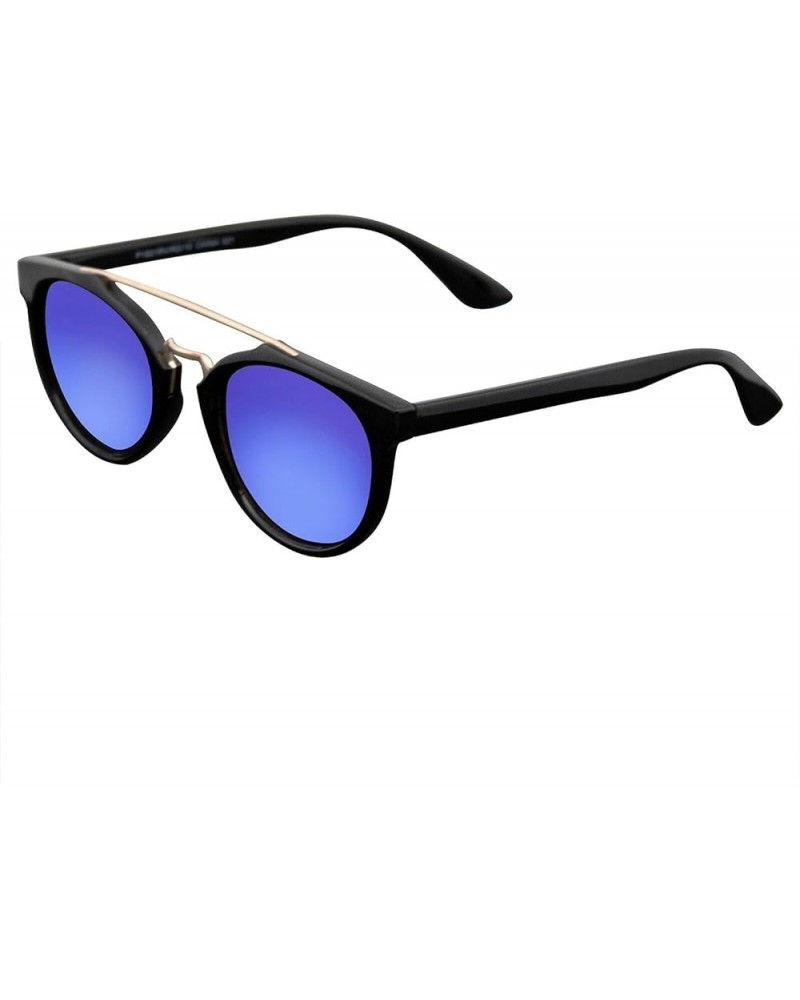 Men Sunglasses with Brow Bar Mirrored Lens Vintage Fashion Blue $10.23 Round