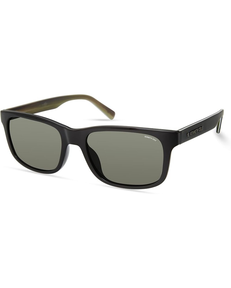 Women's Round Sunglasses Shiny Black / Green $14.20 Round