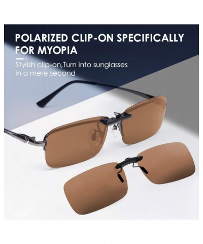 Polarized Clip on Sunglasses Over Prescription Glasses Anti-Glare UV400 for Men Women Driving Travelling Outdoor Brown 58*37m...