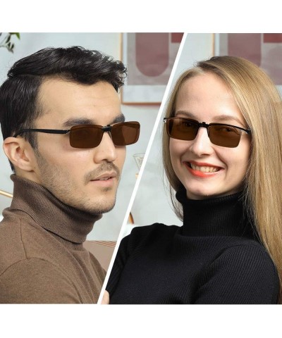 Polarized Clip on Sunglasses Over Prescription Glasses Anti-Glare UV400 for Men Women Driving Travelling Outdoor Brown 58*37m...